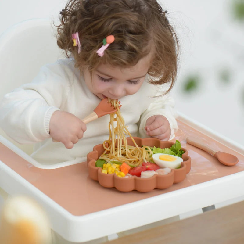 Kidslands® - Tapis de Table pour Chaise Haute en Silicone – Set Repas Bébé Couleur Unie - sans BPA