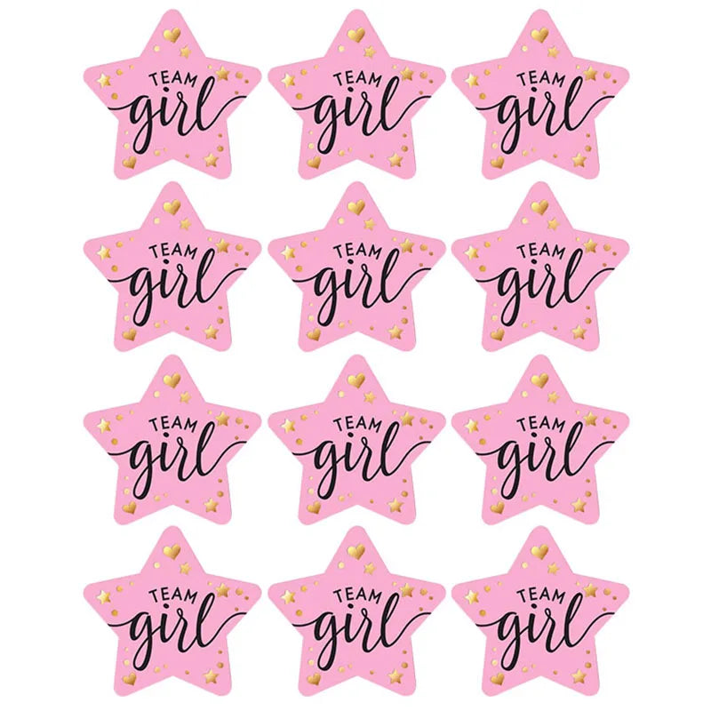 Kidslands® – Stickers "Team Boy / Team Girl" - 60 pcs – Décoration Baby Shower & Gender Reveal
