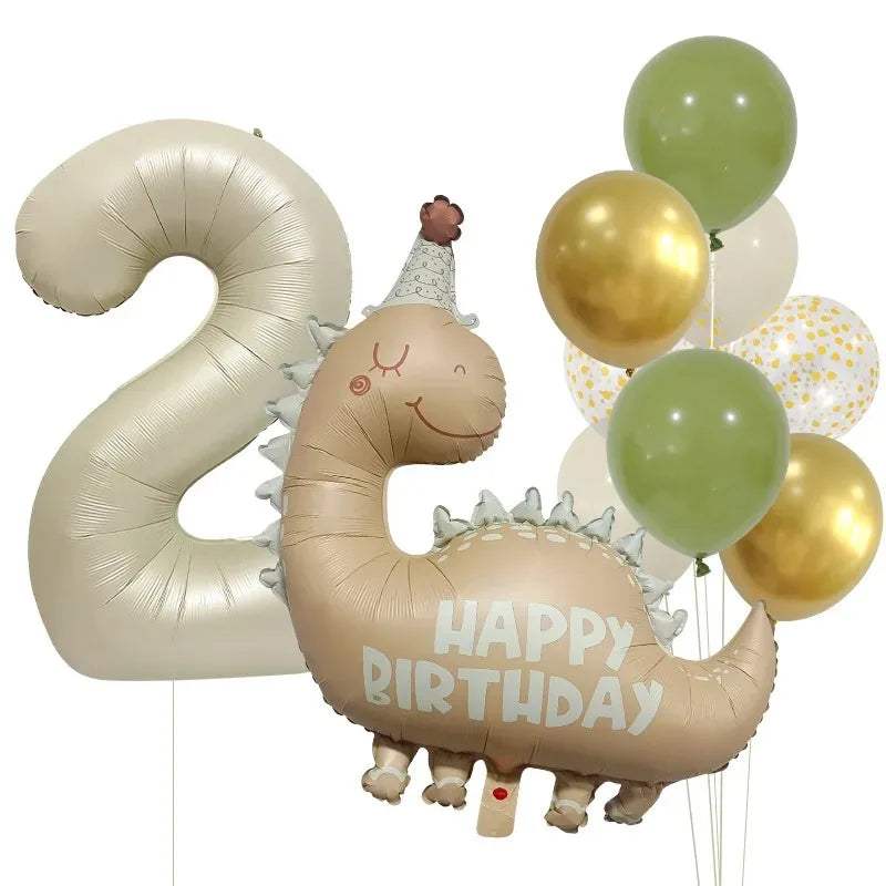 Kidslands® – Set Ballons Dinosaure + Chiffres Aluminium Décoration Anniversaire Enfant - Thème Dino - Fête Préhistorique