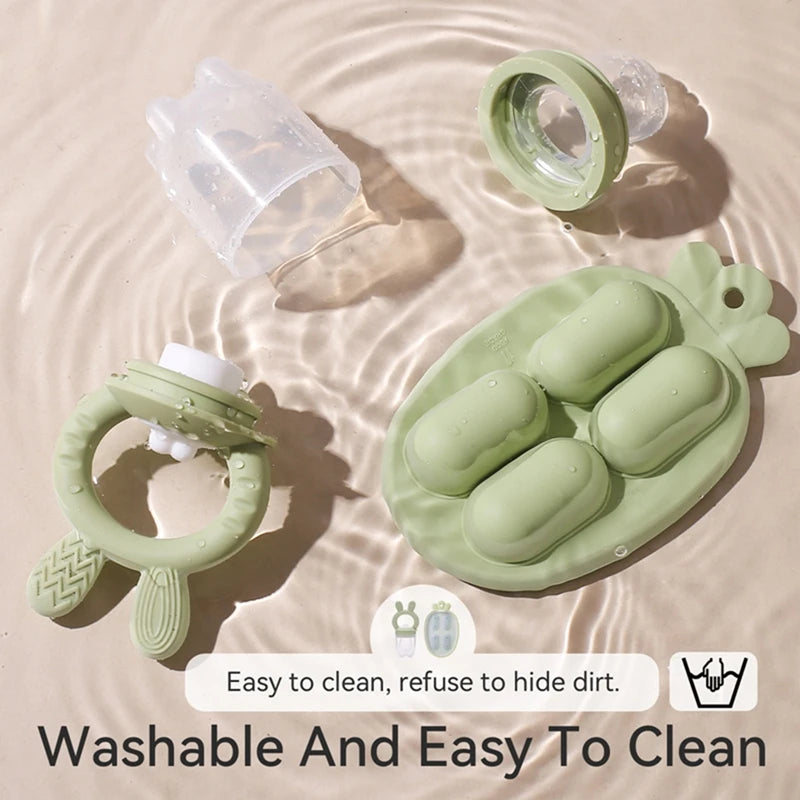 Kidslands® | Grignoteur bébé en silicone avec capuchon – Alimentation fruits & légumes sans risque