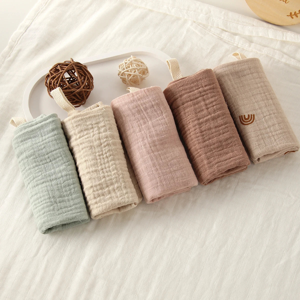 Kidslands® - Bébé - Lot de 5 carrés en Gaze de Coton | Douces, Absorbantes & Réutilisables