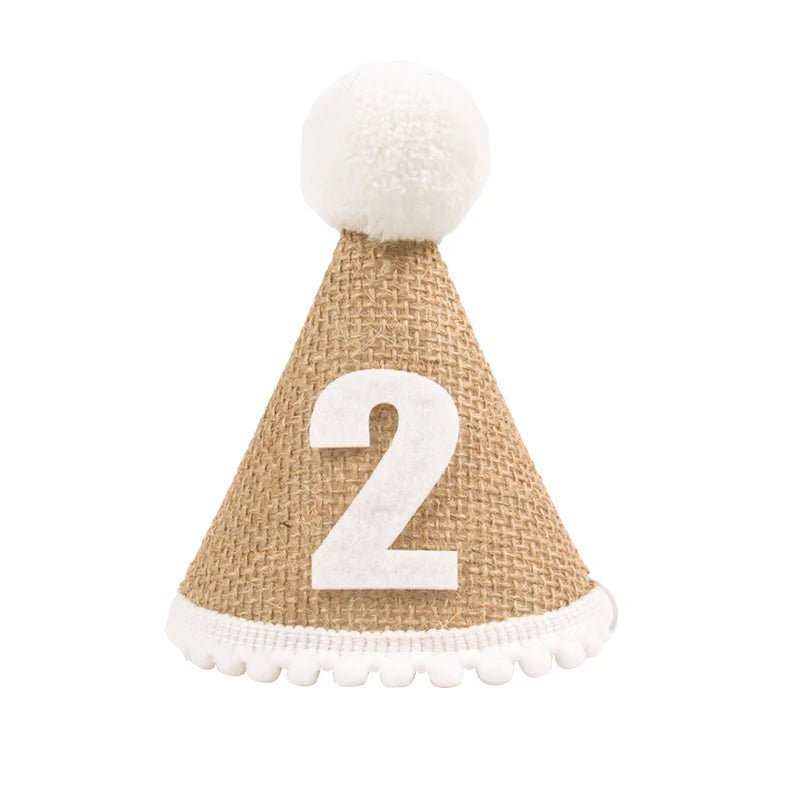 Kidslands® | Chapeau d’Anniversaire Bébé en Toile de Jute – Accessoire Naturel bohème