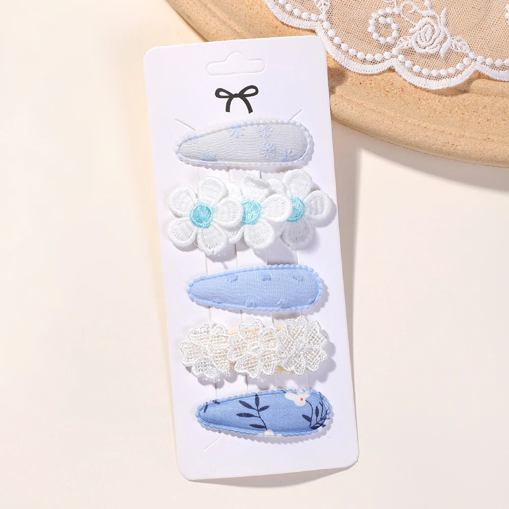 Kidslands® | Lot de 5 Barrettes – Pinces à Cheveux Enfant Motif Fleuri & Tendance