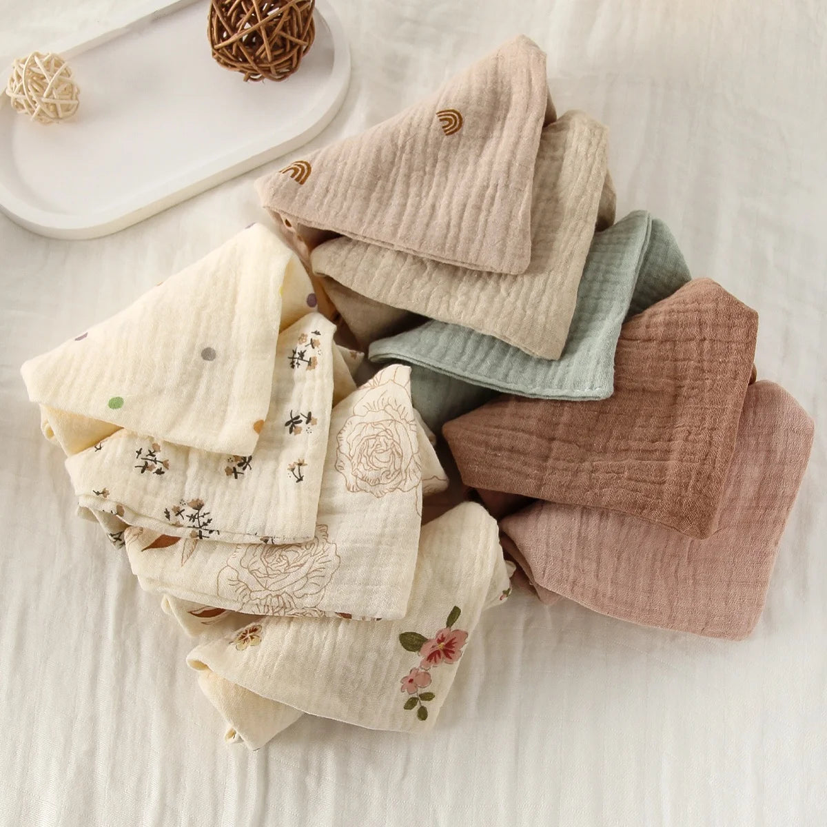 Kidslands® - Bébé - Lot de 5 carrés en Gaze de Coton | Douces, Absorbantes & Réutilisables