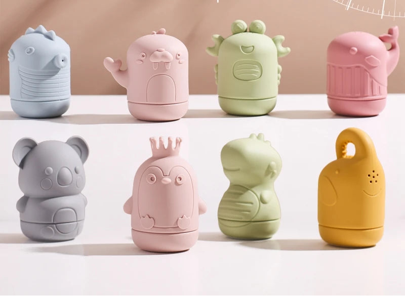 Kidslands® - Lot de 4 Jouets de Bain Bébé en Silicone Forme Animale - Ludique et Sûr pour Bébé et Enfant
