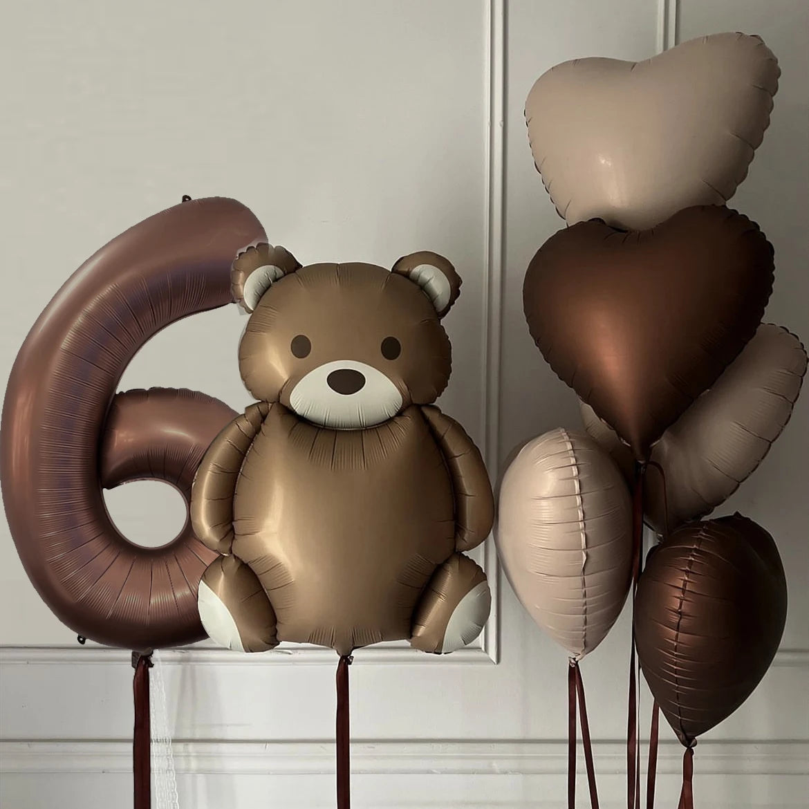 Kidslands® | Kit Ballons Anniversaire Ourson & Chiffres – Décoration anniversaire - marron