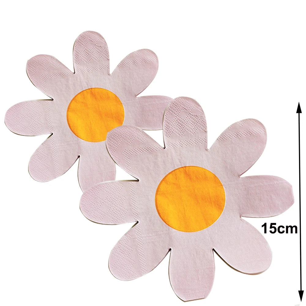 Kidslands® - Serviettes en Papier Marguerite 20 à 60pcs – Décoration Anniversaire, Baby Shower & Fêtes Bohèmes