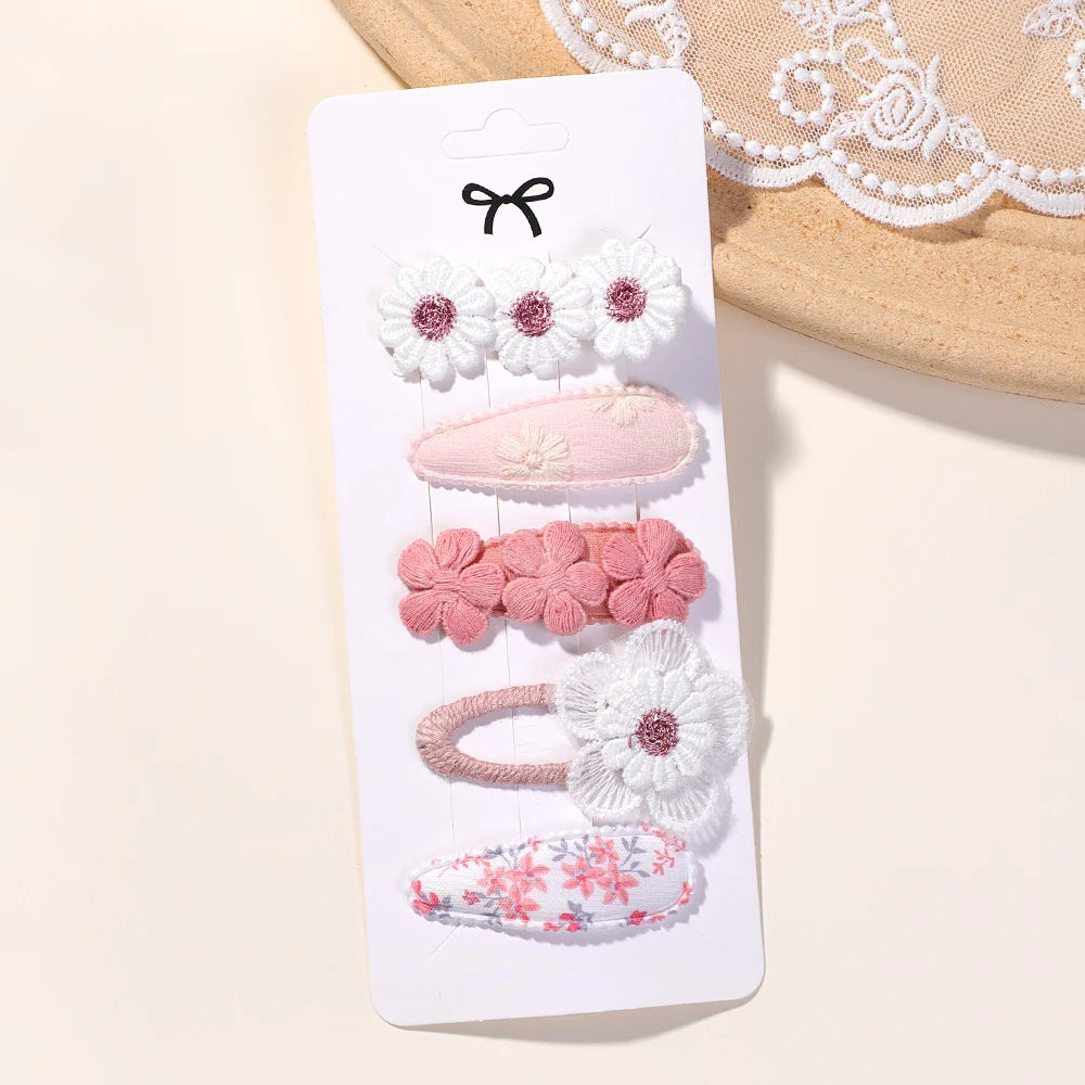 Kidslands® | Lot de 5 Barrettes – Pinces à Cheveux Enfant Motif Fleuri & Tendance