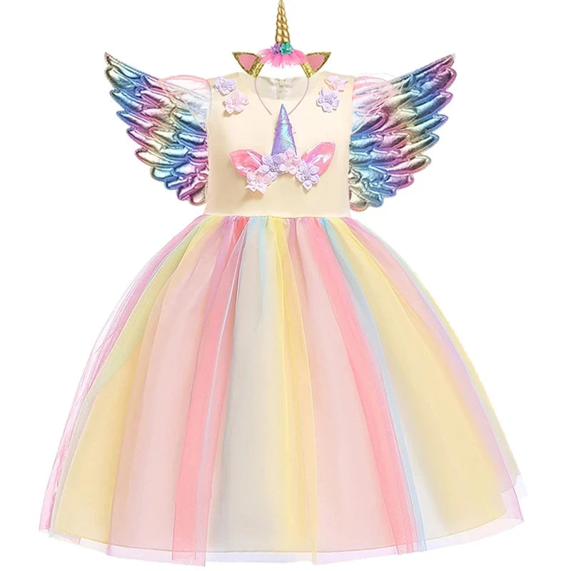Kidslands® | Robe Tutu Licorne Fille - Robe Princesse Déguisement - Anniversaire, Carnaval, Fête