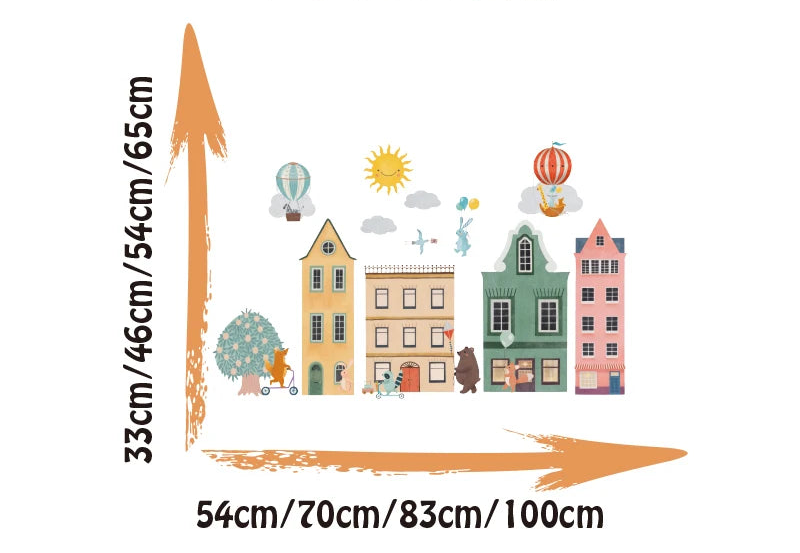 Kidslands® – Stickers Muraux Maison, Montgolfière & Animaux | Décor Géant pour Chambre Bébé et Enfant
