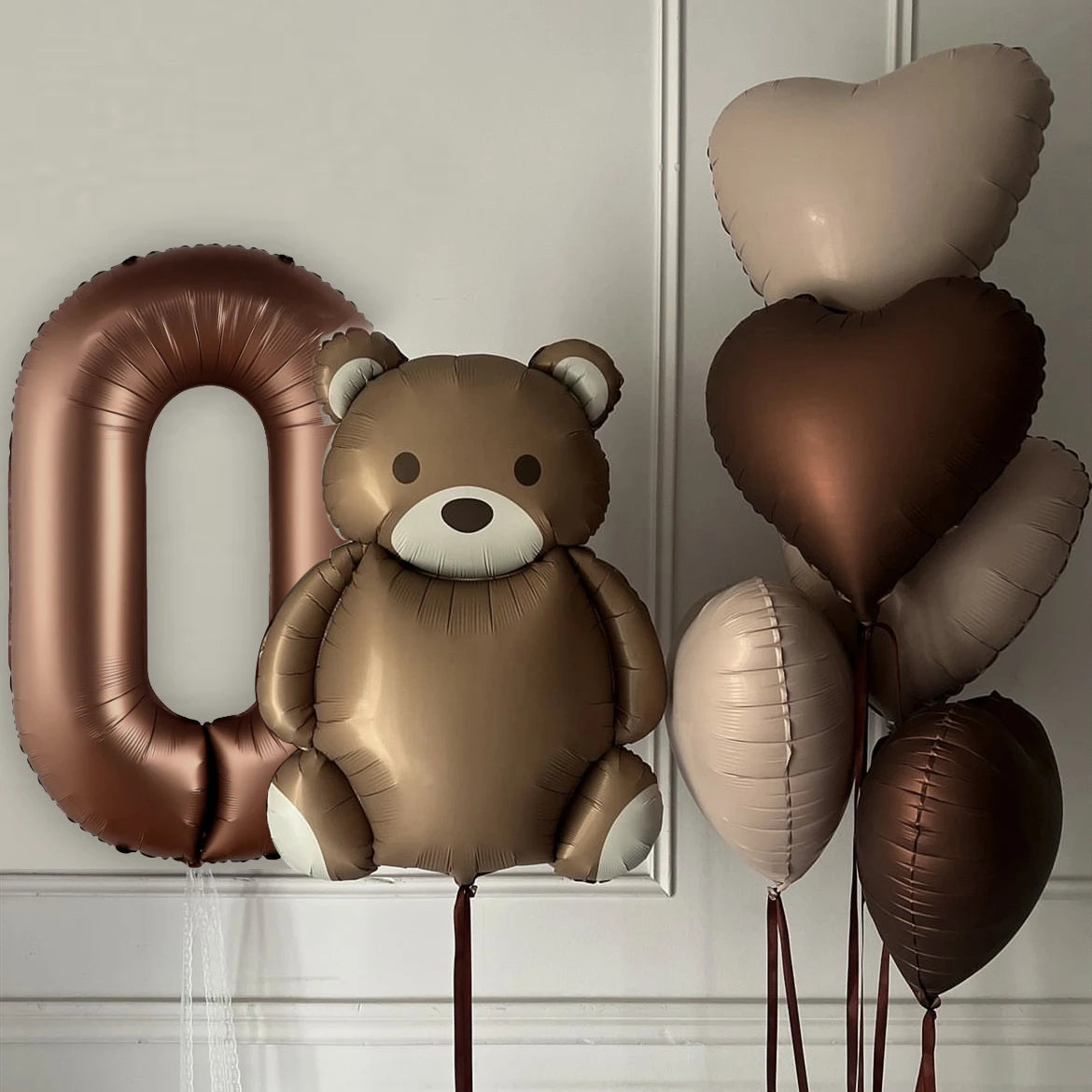 Kidslands® | Kit Ballons Anniversaire Ourson & Chiffres – Décoration anniversaire - marron