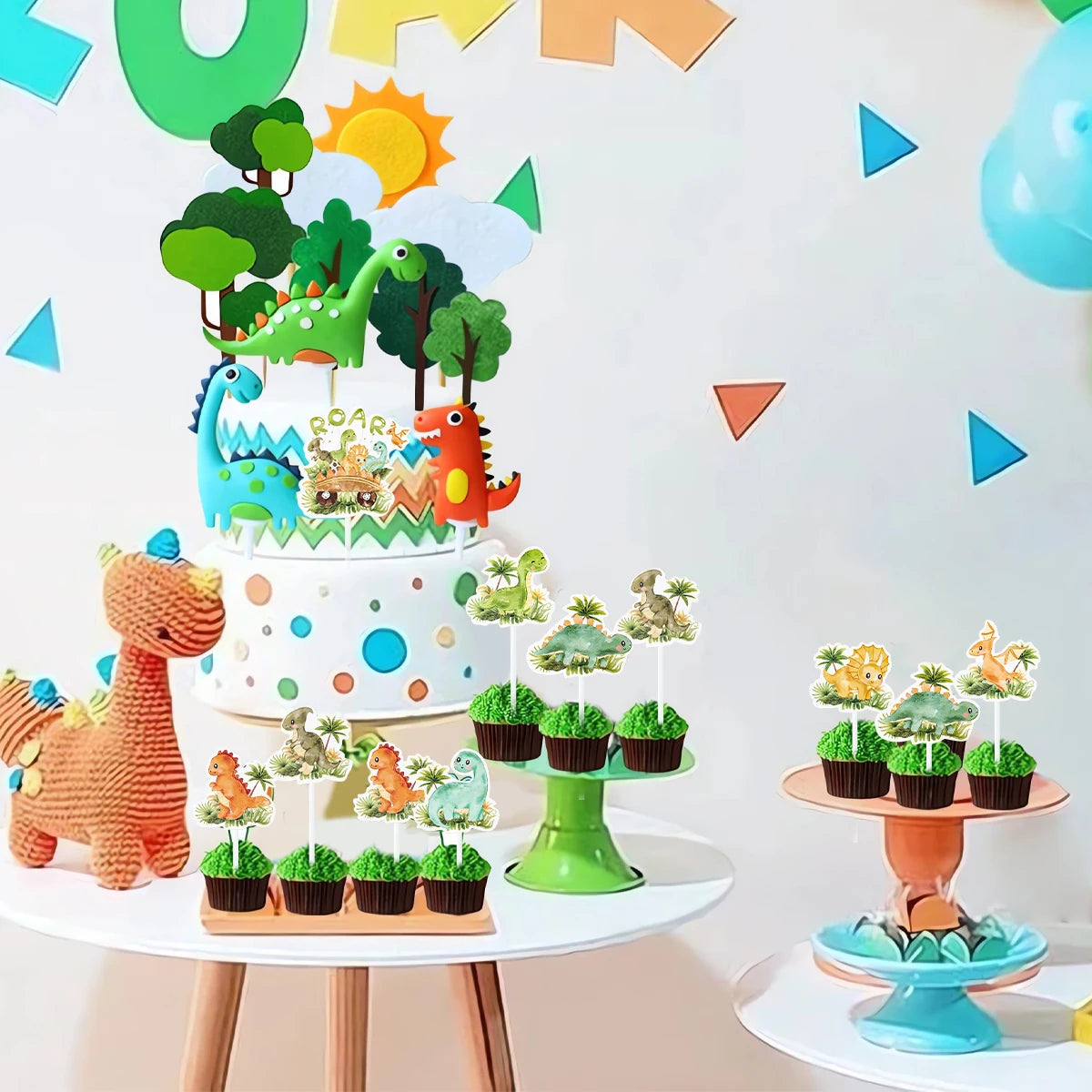 Kidslands® – Lot de 16 Cake Toppers Dinosaure - Décorations Gâteaux Cupcakes - Anniversaire