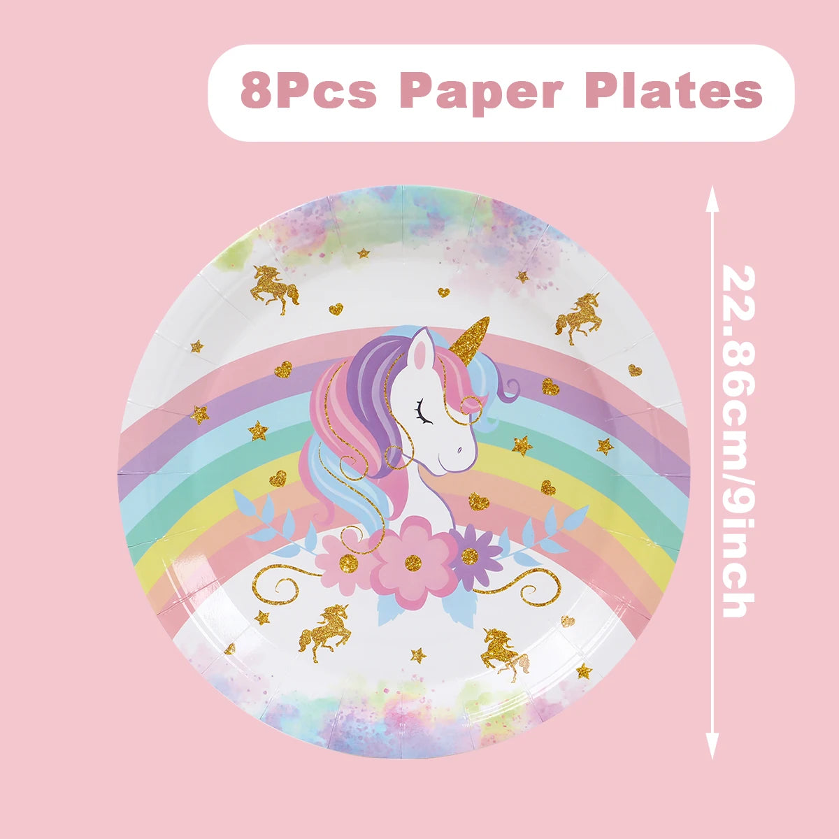 Kidslands® – Lot 40pcs Vaisselle Jetable Thème Licorne - Anniversaire, Fêtes à Thème Arc-en-ciel