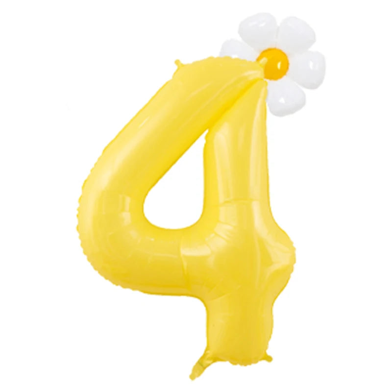 Kidslands® - Lot 2 Ballons Marguerite + Chiffre 100cm – Décoration Anniversaire Enfant, Baby Shower, Fête Florale