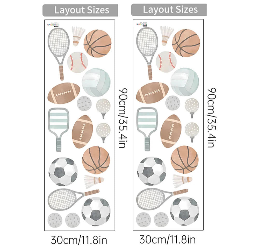Kidslands® | Stickers Muraux Sport Enfant – Motifs Foot, Tennis, Basket, Rugby.. | Déco Murale Chambre