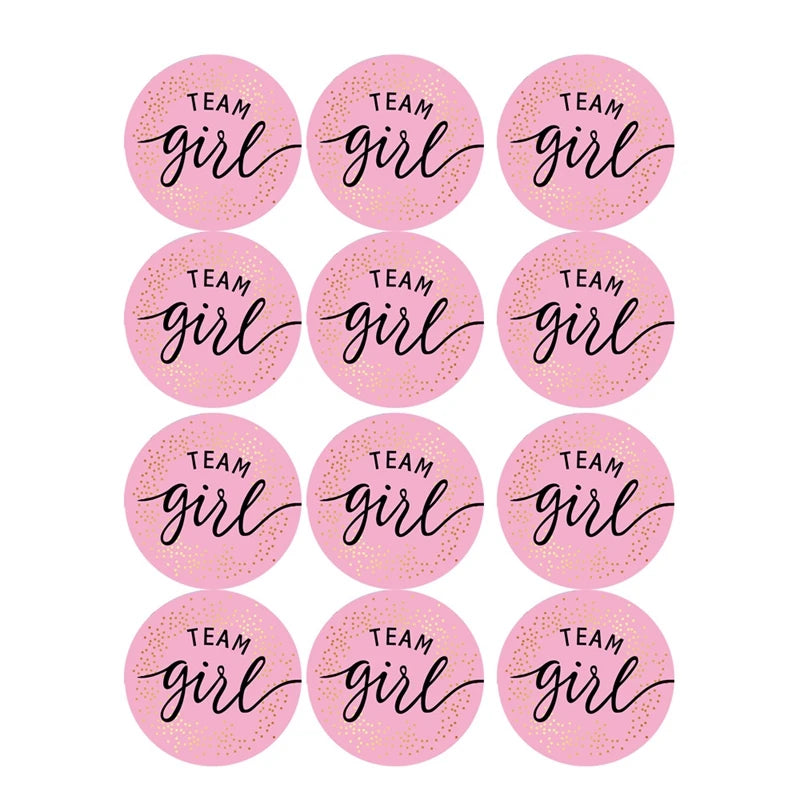 Kidslands® – Stickers "Team Boy / Team Girl" - 60 pcs – Décoration Baby Shower & Gender Reveal