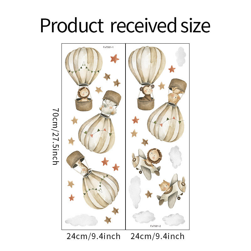 Kidslands® | Sticker Mural Enfant Avion & Montgolfière – Décoration Murale Animaux Volants pour Chambre Bébé