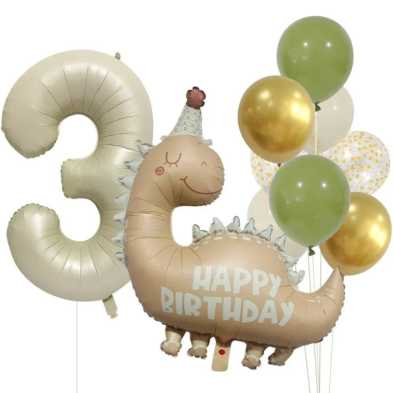 Kidslands® – Set Ballons Dinosaure + Chiffres Aluminium Décoration Anniversaire Enfant - Thème Dino - Fête Préhistorique
