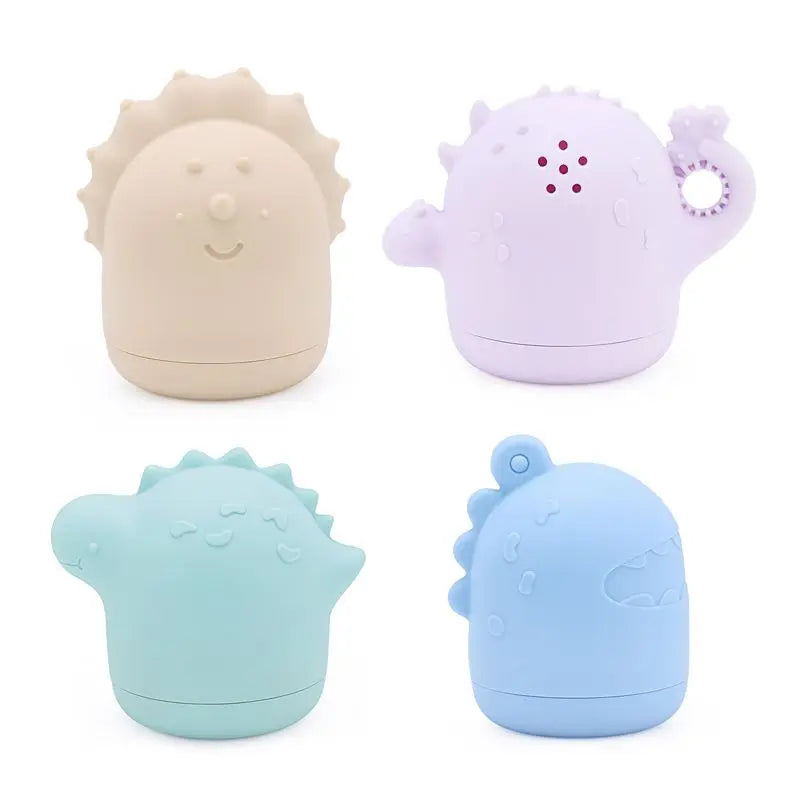 Kidslands® - Lot de 4 Jouets de Bain Bébé en Silicone Forme Animale - Ludique et Sûr pour Bébé et Enfant