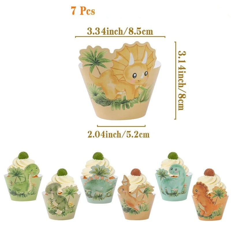 Kidslands® | Kit Vaisselle Jetable Thème Dinosaure - Anniversaire enfants - Cupcakes Dino Party