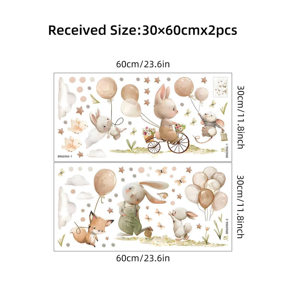 Kidslands® | Stickers Muraux Lapin Enfant Ballons – Décor Mural Autocollant Chambre Bébé