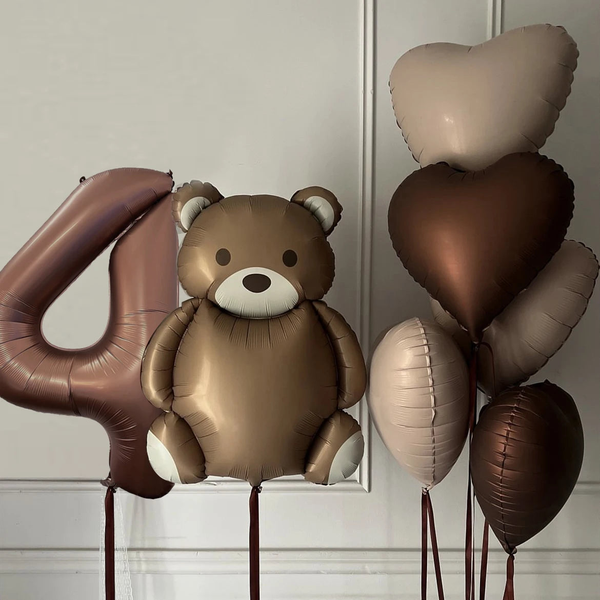 Kidslands® | Kit Ballons Anniversaire Ourson & Chiffres – Décoration anniversaire - marron