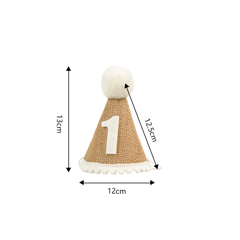 Kidslands® | Chapeau d’Anniversaire Bébé en Toile de Jute – Accessoire Naturel bohème