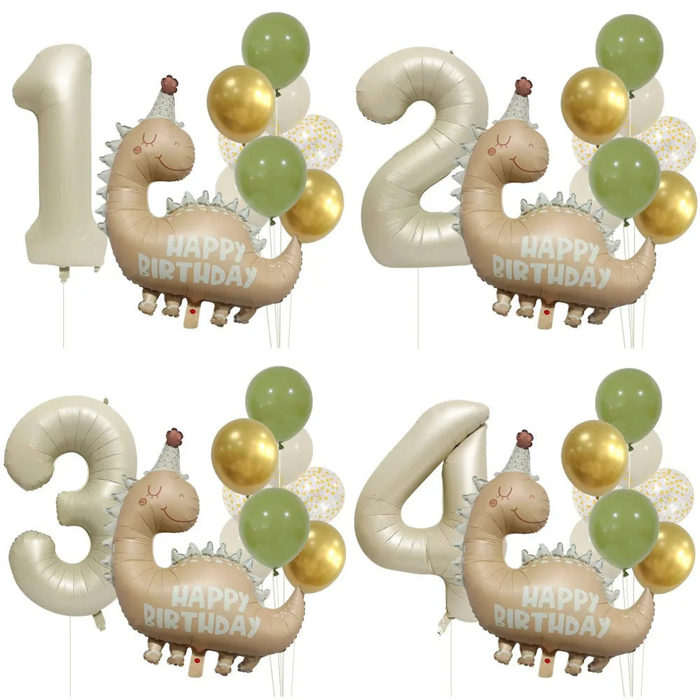Kidslands® – Set Ballons Dinosaure + Chiffres Aluminium Décoration Anniversaire Enfant - Thème Dino - Fête Préhistorique