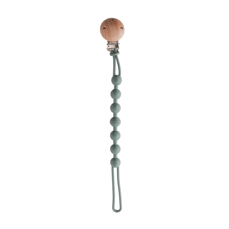 Kidslands® | Attache-tétine bois et perles de dentition – Clip sucette en bois de hêtre