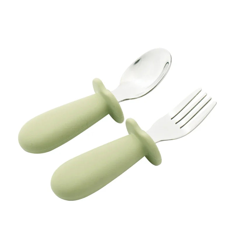 Kidslands® | Set de Couverts Bébé en Acier Inoxydable – Cuillère & Fourchette