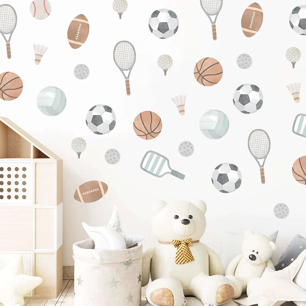 Kidslands® | Stickers Muraux Sport Enfant – Motifs Foot, Tennis, Basket, Rugby.. | Déco Murale Chambre