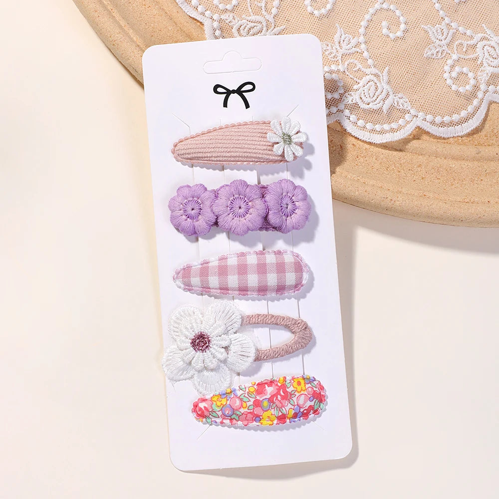Kidslands® | Lot de 5 Barrettes – Pinces à Cheveux Enfant Motif Fleuri & Tendance