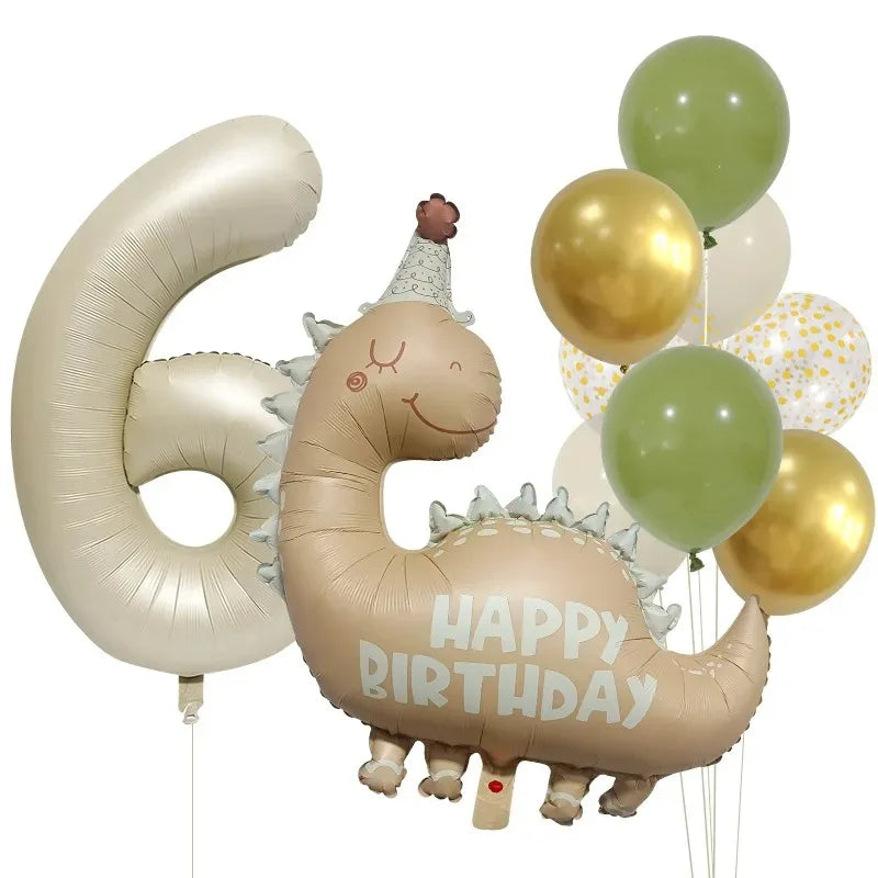 Kidslands® – Set Ballons Dinosaure + Chiffres Aluminium Décoration Anniversaire Enfant - Thème Dino - Fête Préhistorique