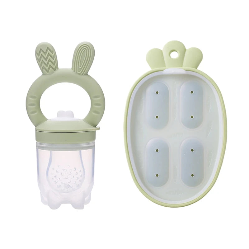 Kidslands® | Grignoteur bébé en silicone avec capuchon – Alimentation fruits & légumes sans risque