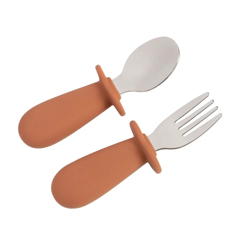Kidslands® | Set de Couverts Bébé en Acier Inoxydable – Cuillère & Fourchette