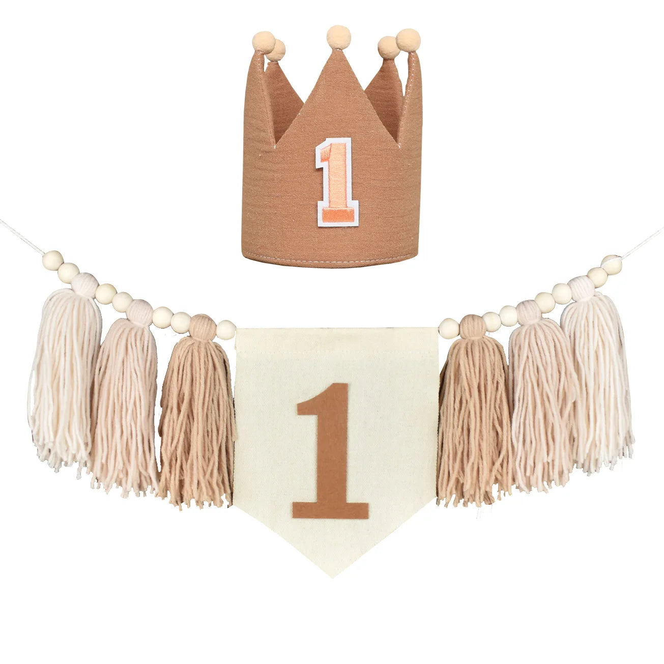 Kidslands® | Kit décoration - Guirlande “1st Birthday” + Couronne - Bohème – Déco Chaise Haute & Chambre Bébé