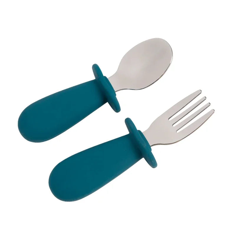 Kidslands® | Set de Couverts Bébé en Acier Inoxydable – Cuillère & Fourchette