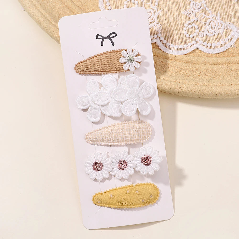 Kidslands® | Lot de 5 Barrettes – Pinces à Cheveux Enfant Motif Fleuri & Tendance