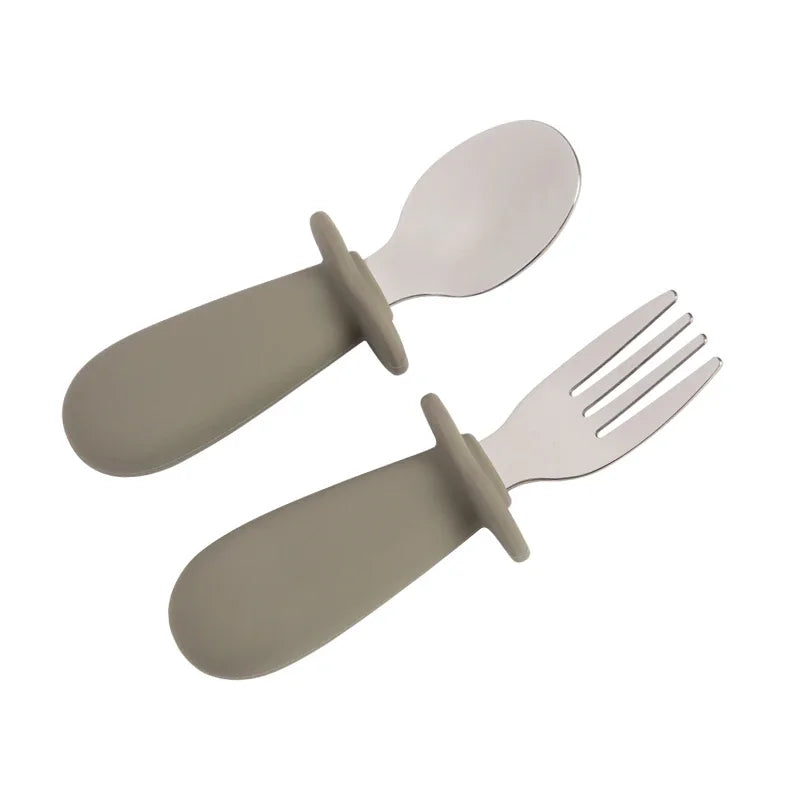 Kidslands® | Set de Couverts Bébé en Acier Inoxydable – Cuillère & Fourchette