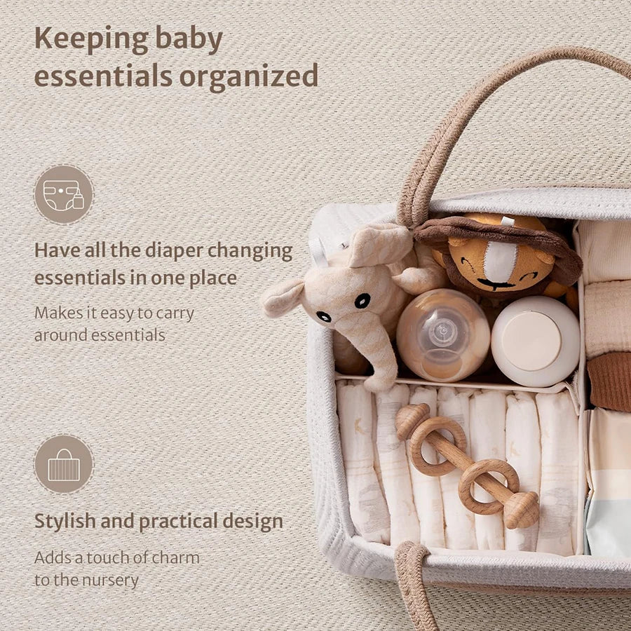 Kidslands® | Panier de Rangement Portable Bébé avec Poignées – Organisateur Pour Couches, Jouets & Accessoires