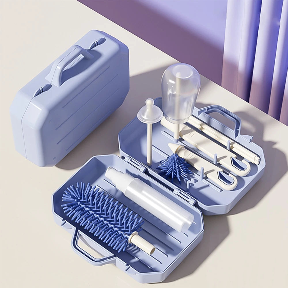Kidslands® | Kit de Nettoyage Biberon avec Brosses en Silicone pour Voyage, Déplacement – Accessoires Bébé