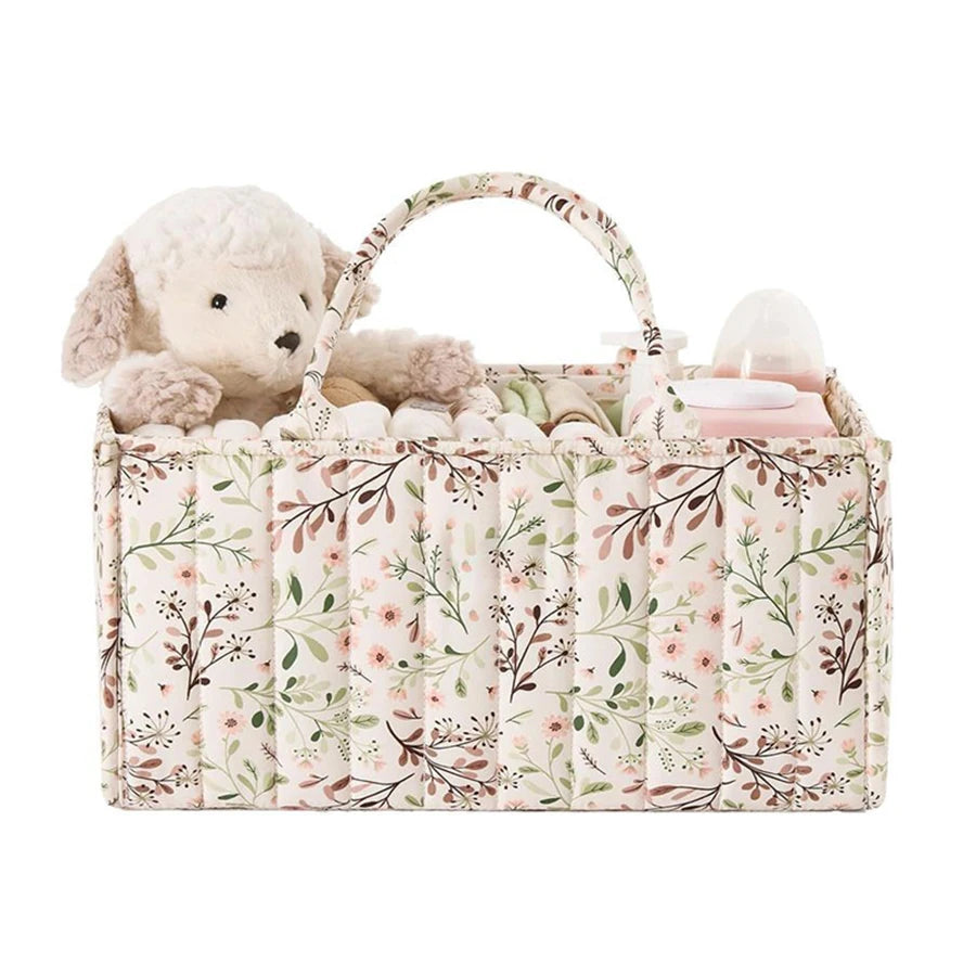 Kidslands® | Organisateur de Couches Bébé Fleuri – Grand Sac de Rangement Portable pour Affaires de Bébé