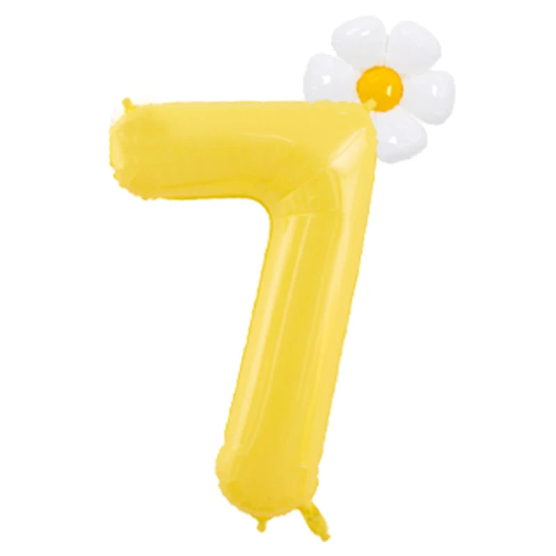 Kidslands® - Lot 2 Ballons Marguerite + Chiffre 100cm – Décoration Anniversaire Enfant, Baby Shower, Fête Florale