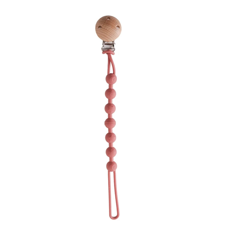 Kidslands® | Attache-tétine bois et perles de dentition – Clip sucette en bois de hêtre