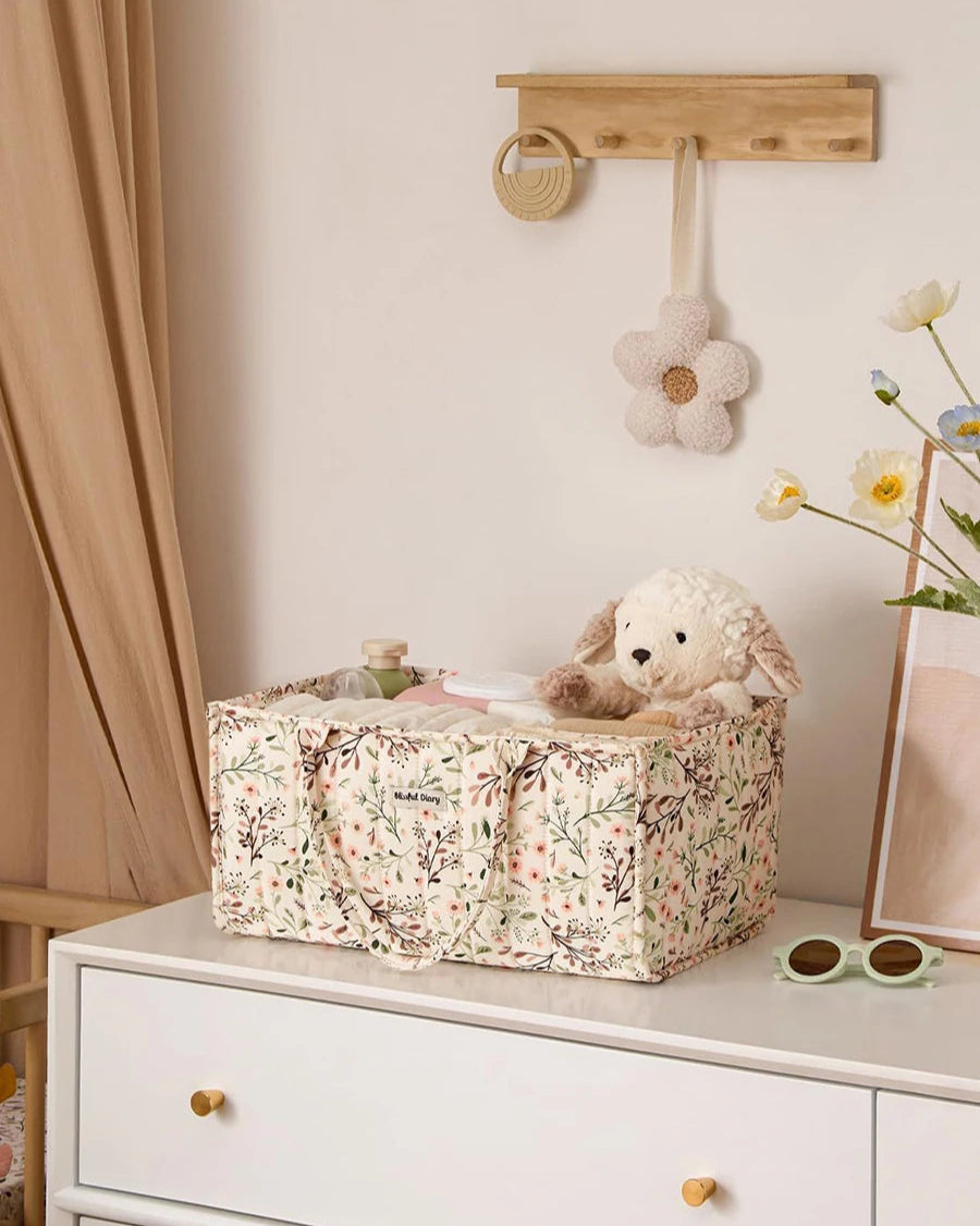 Kidslands® | Organisateur de Couches Bébé Fleuri – Grand Sac de Rangement Portable pour Affaires de Bébé