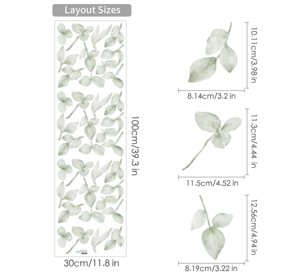 Kidslands® | Stickers Muraux Feuilles Vertes Bohème – Déco Murale Chambre Enfant & Bébé