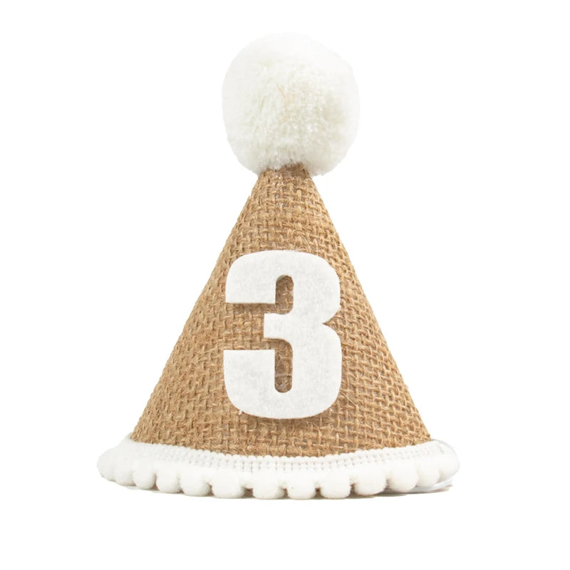 Kidslands® | Chapeau d’Anniversaire Bébé en Toile de Jute – Accessoire Naturel bohème