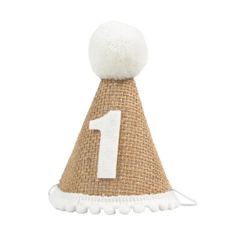 Kidslands® | Chapeau d’Anniversaire Bébé en Toile de Jute – Accessoire Naturel bohème