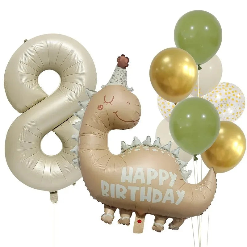 Kidslands® – Set Ballons Dinosaure + Chiffres Aluminium Décoration Anniversaire Enfant - Thème Dino - Fête Préhistorique