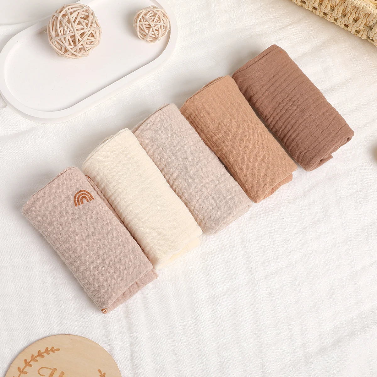 Kidslands® - Bébé - Lot de 5 carrés en Gaze de Coton | Douces, Absorbantes & Réutilisables